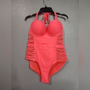 CORAL TROPICS WOMEN'S BRIGHT SALMON ONE PIECE SWIMSUIT SIZE 2X